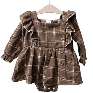 Baby Girl Plaid Long-Sleeve Dress, Size 6–12M (NWOT)